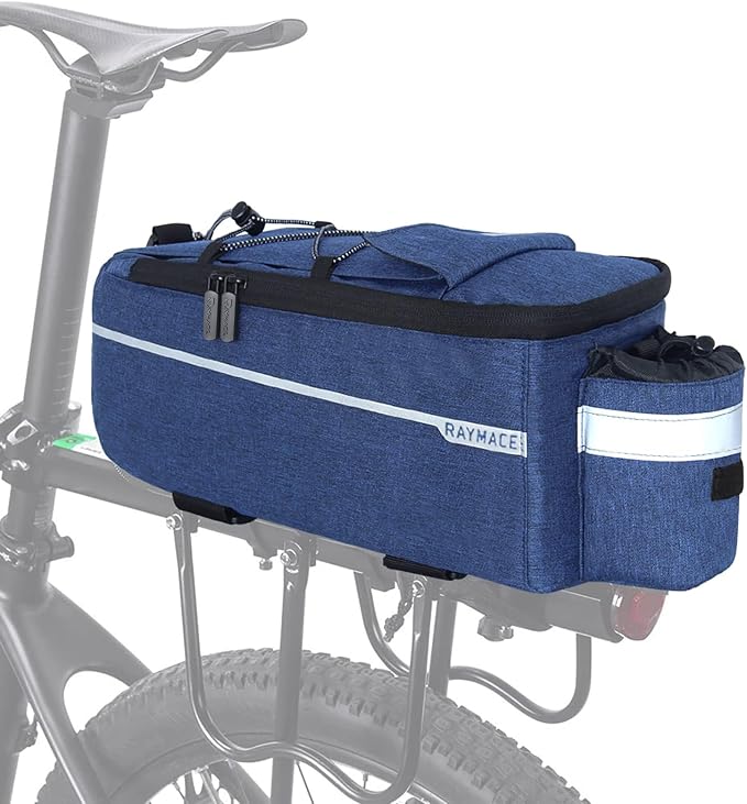 RAYMACE Bike Rear Rack Bag, Bike Trunk Cooler Bag, Bicycle Pannier for Warm or Cold Items (Navy)