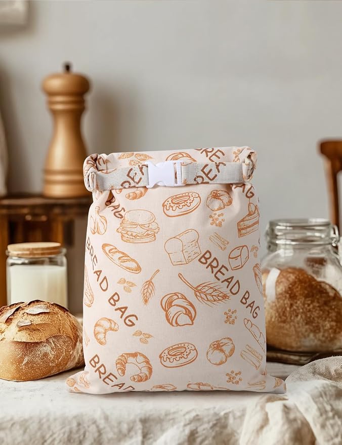 Reusable Beeswax Bread Bags(2 Pack), Beeswax Bags for Sourdough/Homemade Bread, Natural Cotton Bees Wax Bag, Fresh and Refrigerable, New Upgrade Food Storage Bag, Large Capacity and Portable