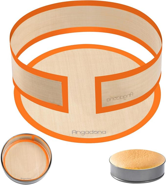 Silicone Baking Mat for Springform Pan 9 inch, Prevent cake from Sticking to Bottom and Side,Easy Clean & Non Sick Silicone Baking mat for Cheesecake Pan （Orange）