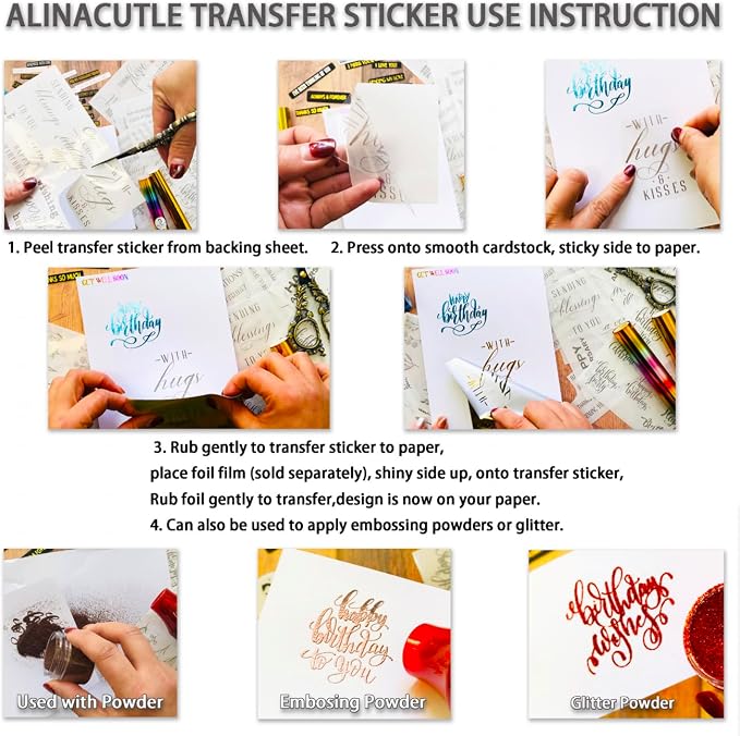 3pc Rhombus Background Stick&Shine Foil Transfer Sticker Paper for Handmade Card Making Scrapbooking and Album Journal Invitation Decoration Metallic Hot Foil Transfer Printing Adhesive Sheets