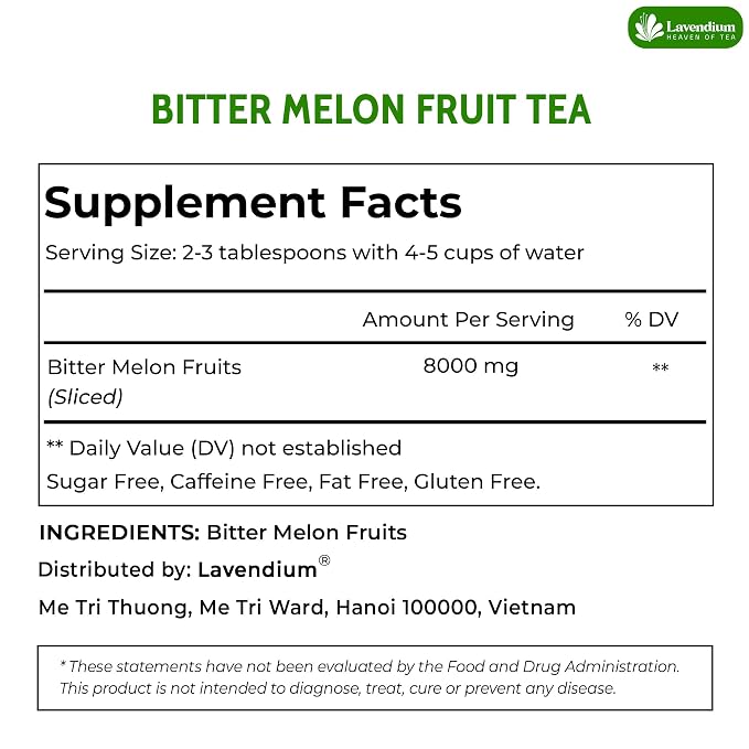 Lavendium, Premium 4.5oz Dehydrated Bitter Melon Slices, 100% Natural & Pure, No Additives or Preservatives, Non-GMO, Plant-Based & Vegan, Perfect for Tea & Cooking