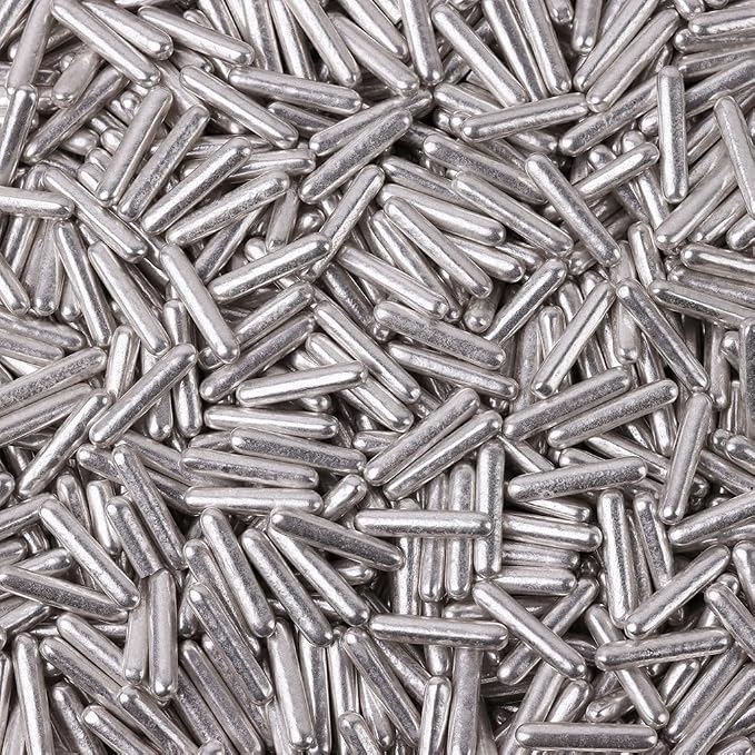 Cobakey Bright Silver Sprinkles for Cake Decorations 100g/ 3.52oz Rods Metallic Pearl Sugar Sprinkles for Cupcake Toppers Wedding Party Valentines Halloween Christmas Supplies