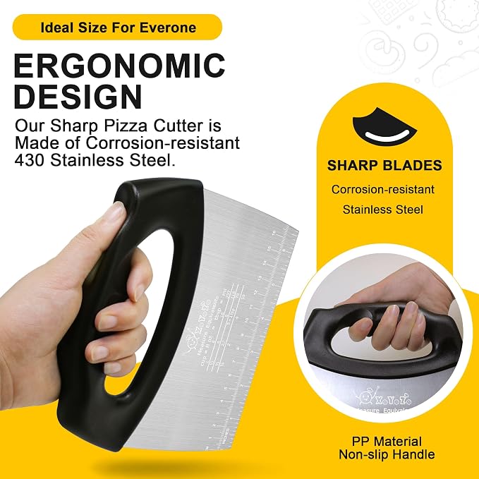 Bench Scraper Dough Cutter Salad Chopper with Cover and Large Stainless Steel Blade Vegetable Knife for Butter, Pizza, Cake, Onion