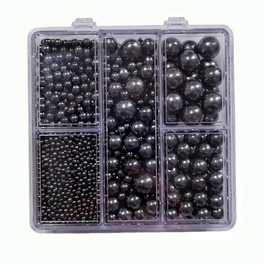 HeDeon&Rles Black Pearls Sprinkles for Baking Decorating 90g/3.17oz 4 Size Mix Edible Preals for Cake Cupcake Pancake Icing Decoration Graduation Halloween Supplies