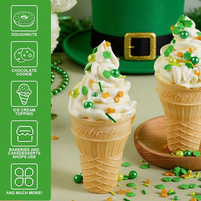 St. Patrick's Day Sprinkles for Cake Decorating, 7 oz Shamrock Green confetti Pearl Jimmies Nonpareil Mix - Sprinkles for Cupcakes, Ice Cream, Cookies, Baking Toppings - Wedding, Birthday Supplies