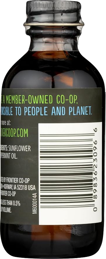 Frontier Co-op Organic Peppermint Flavor, 2 Ounce Glass Jar, Non-Alcoholic, Great for Baking, Coffee and More