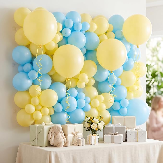 104pcs Pastel Yellow Balloons Different Sizes 18 12 10 5 Inch, Matte Macaron Light Yellow Balloon Garland Arch Kit for Daisy Sunshine Baby Shower Gender Reveal Birthday Decorations