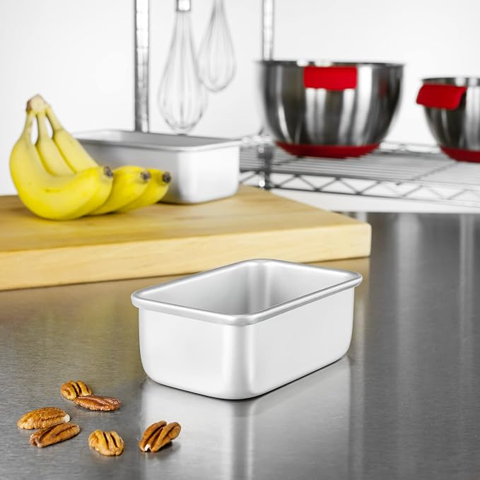 Fat Daddio's BP-5639CASE Anodized Aluminum Bread Loaf Pan, 4.875 x 2.75 x 2 inch, Set of 6
