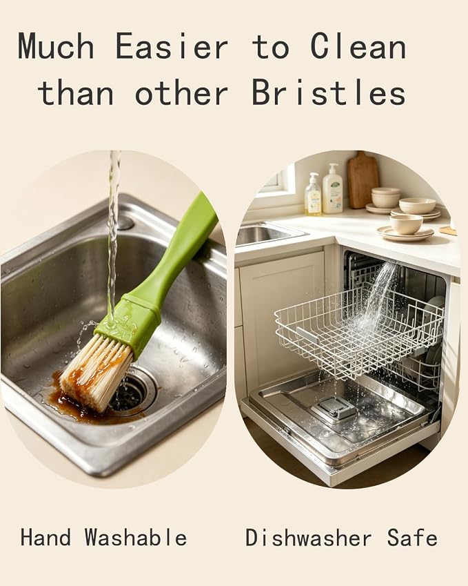 Pastry Brush-Basting Brush Food Grade for Cooking Baking BBQ | Heat Resistant 248° F Baster Brush, Non-Shed, Easy Clean, Dishwasher Safe, Ideal for Butter Oil Marinade Sauce