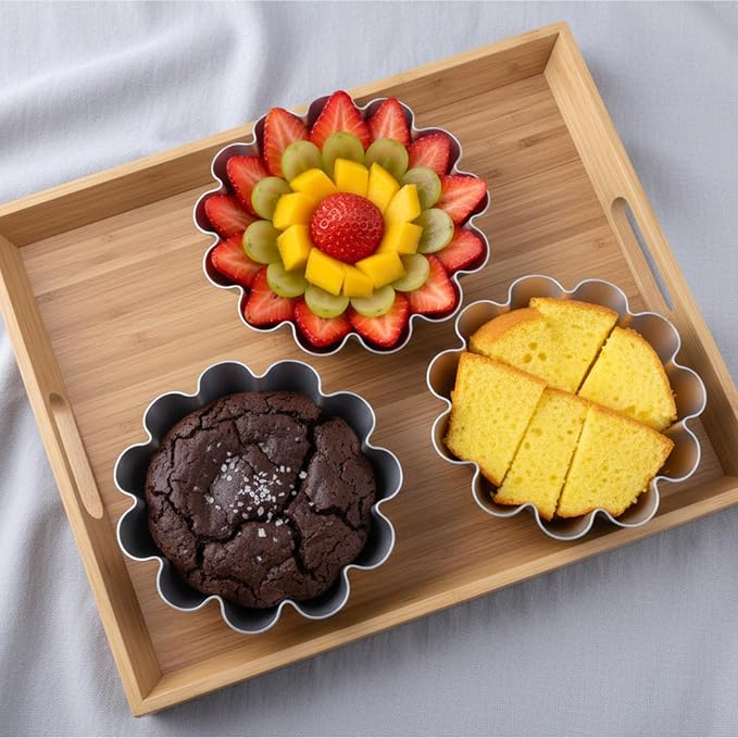 10 Pcs Ensaymada Molder Filipino, Large 4.5 Inch Round Cake Pan with Wave Edge – Traditional Aluminum Molds for Ensaymada, Bibingka, Torta, Puto & Filipino Desserts