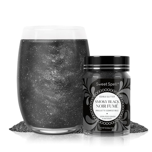 Sweet Spell Edible Glitter (15g) - Shimmer Sparkles for Drinks, Cakes, Cocktails - 100% Edible & Food Grade Glitter, Vegan, Gluten-Free (Black)