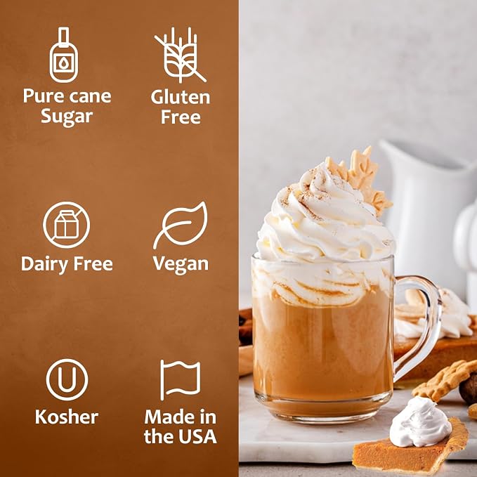 Syruvia Coffee Syrup, Pumpkin Pie Flavored Syrup for Drinks, Lattes, and Desserts – 25.4 fl oz - with Pump