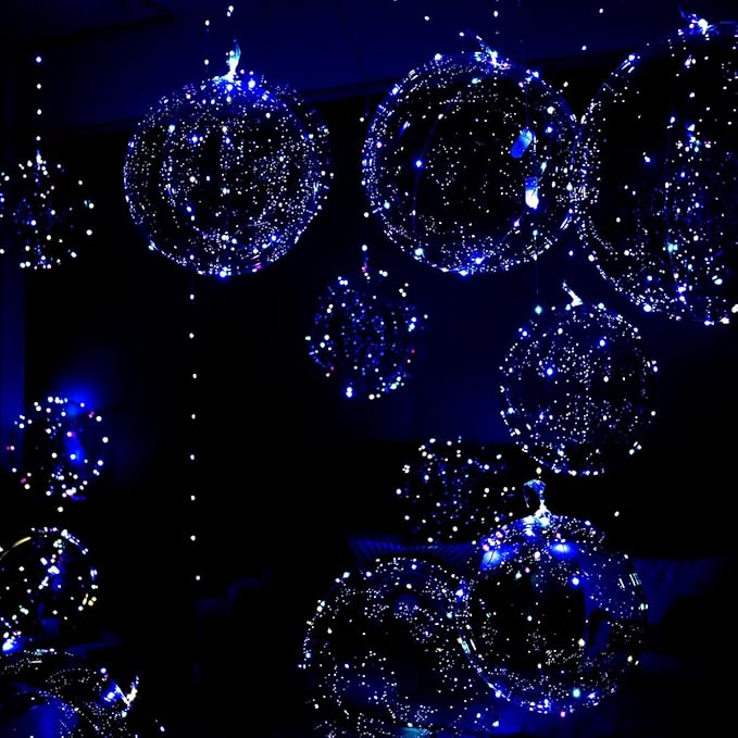 18 Packs Light Up Led Balloons, Cell Battery included 3 Modes Flashing,18 Pcs String Lights and 18 Pcs Clear Balloon, Perfect for Birthday Wedding Decorations (4 Colors)