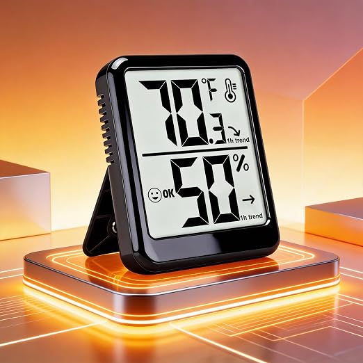 Room Thermometer Indoor Hygrometer Humidity Meter Gauge Digital Temperature and Humidity Sensor Monitor for Home Office House Pets Plants - AAA Battery Included