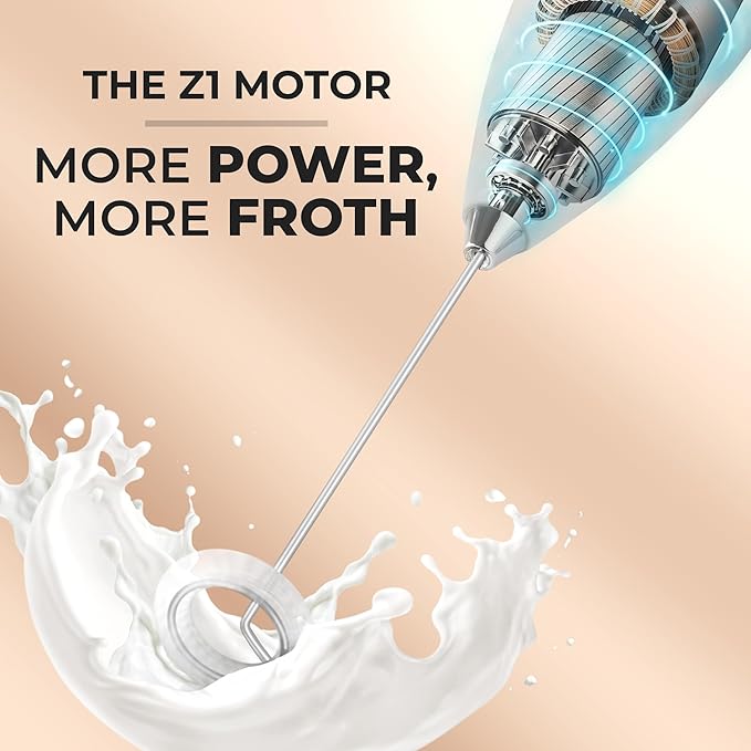 Zulay Kitchen Powerful Milk Frother Wand With Duracell Batteries - Ultra Fast Handheld Drink Mixer - Electric Whisk Foam Maker for Coffee, Lattes, Cappuccino & Matcha - Z1 Motor - Premium Silver
