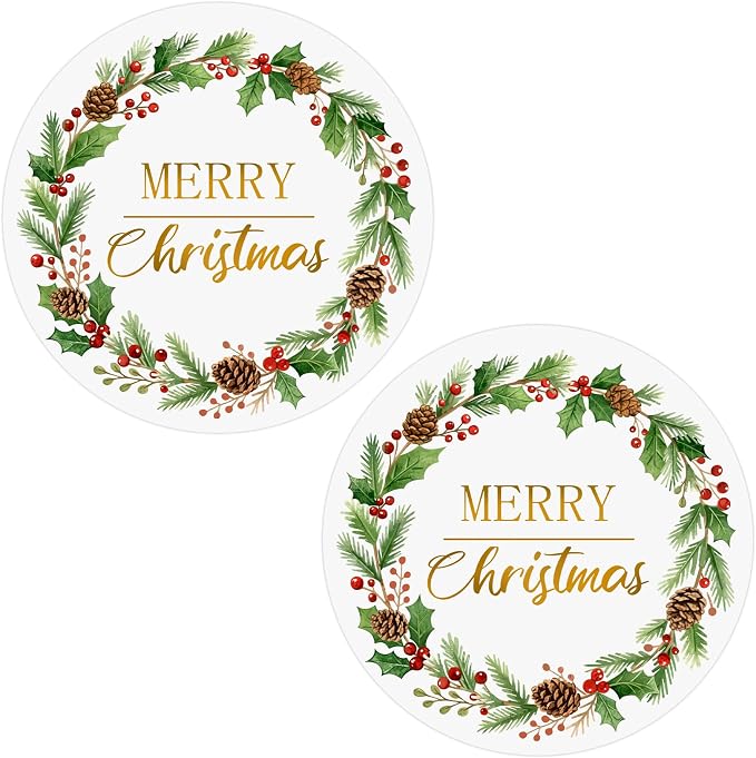 Louise Maelys 2 Inch Merry Christmas Stickers- 120PCS Christmas Envelope Seals Labels Stickers Holiday Labels for Gift Envelope Holiday Decorations