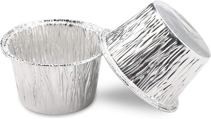 EUSOAR Aluminum Cupcake Liner, 3.5 Ounce 100Pcs Disposable Aluminum Foil Baking Cups, Ramekin Muffin Liners Cup, Pudding Liners Holders, Aluminum Cupcake Tip Pan Ramekin Holders