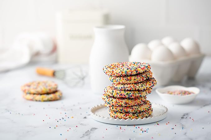Rainbow Nonpareil Sprinkles - 1.8 Pounds - Non-Pareil Topping for Ice Cream - Bulk Rainbow Sprinkles For Cookies, Cupcakes, Cake Decorating