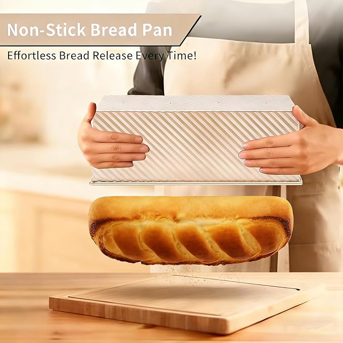 Pullman Loaf Pan with Lid 13x5 Inch, Large Nonstick Bread Pan for Baking, Professional Square Toast Mold with Bottom Vents, 2.2LB Aluminum Steel Sandwich Bread Pan for Sourdough Baking