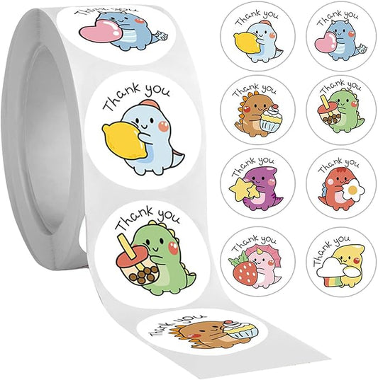 BLESS-VAST 500 PCS Thank You Stickers for Small Business Greeting Cards - 1 Inch Cute Cat Envelope Seal 8 Designs Vibrant Colors Kawaii Decals for Baking Packaging Gift Bags Wraps Crafts (Cutecat)