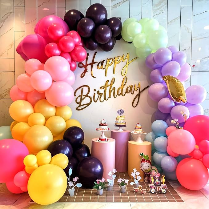 Pink Blue Purple Balloons Arch Kit, 108 Pcs Rainbow Magic Balloons Garland with Hot Pink Teal Balloon Blue Purple Yellow Latex Balloons for Kids Theme Baby Shower Birthday Wedding Party Decoration