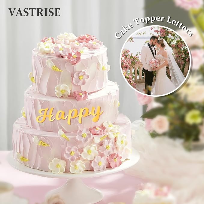 126 PCS Custom Name Cake Topper Acrylic Letters DIY Personalized A-Z & 0-9 Number Alphabet Cake Decoration For Wedding Anniversary Baby Shower Party Birthday Supplies（Gold）