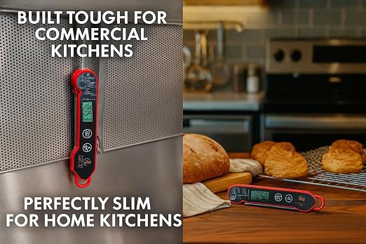 FIRELINE Digital Thermometer – Ultra Fast Waterproof Thermometer with Backlight, Foldable Probe & Magnetic Back – Commercial-Grade Instant Read for Grilling, Cooking, BBQ, Smoker, Kitchen Use