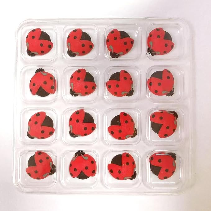 16 PCS Edible Ladybug Icing Cake Decoration Candy Sprinkle Cupcake Topper Ice Cream Cookies Frosting Decoration