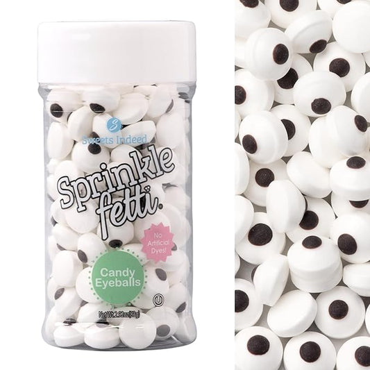 Sweets Indeed Dye-Free Candy Eyeball Sprinkles, 2.92 oz | Edible Sugar Eyeball Decorations for Cookies, Cupcakes & Cakes | No Artificial Dyes