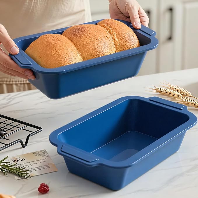 Bread Pan for Homemade Bread：9.5 x 5 Inch Silicone Loaf Pan for Baking with Metal Frame - Nonstick Banana Loaf Tin Tray for Sandwich Sourdough Pumpkin Sour Dough - for Oven Kitchen Home Bakers