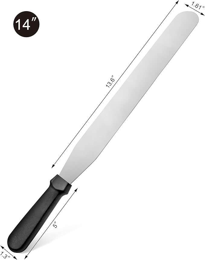 New Star Foodservice Straight Icing Spatula, 14 Inch Blade, 19 Inch Overall, Bakery-Grade Stainless Steel Spatula for Large Cakes