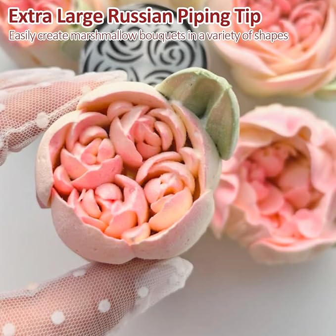 Extra Large Russian Piping Tips for Marshmallows Stainless Steel Flower Frosting Nozzles many styles Cake Decorating Baking tool for Buttercream, Cupcakes Cookies(SL68)