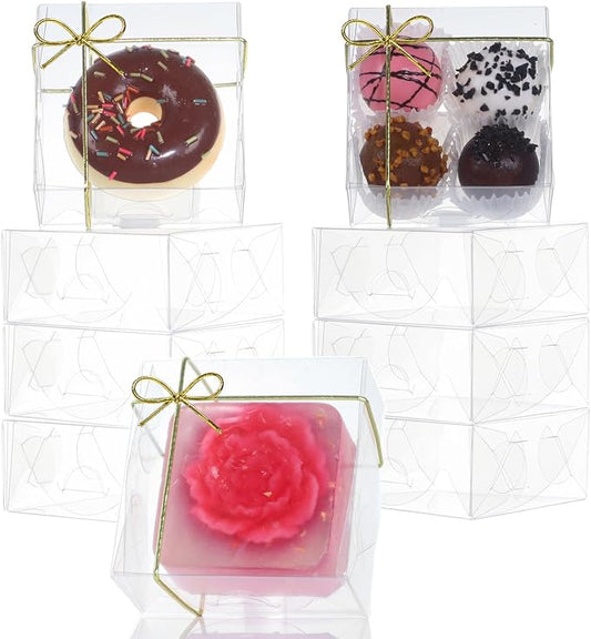 3.25"X3.25"X1.5" 50PCS Clear Cookie Boxes Packaging, Perfect for Displaying Small Items-Jewelry, Crafts, Treats ,Oreos ,Soap,Macaron,Chocolate Truffle, Donut, Mini Bakery, Brownie More Wedding Favors