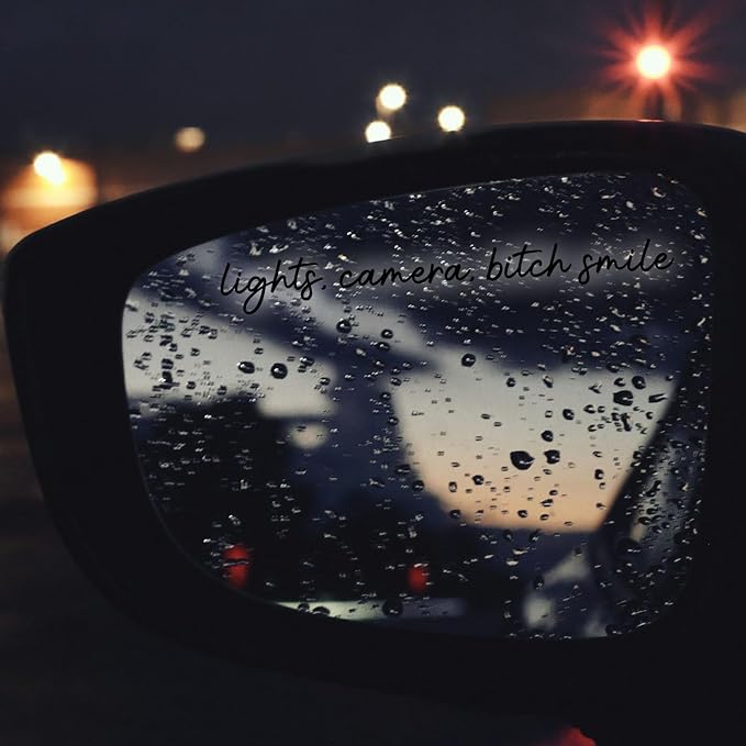 3 x Lights,Camera,Smile Car Mirror Decal Black Stickers for Cars Rearview Mirror Decal for Women Cute Decals Vinyl Affirmation Stickers for Window, Mirror, Tumbler, and Water Bottle