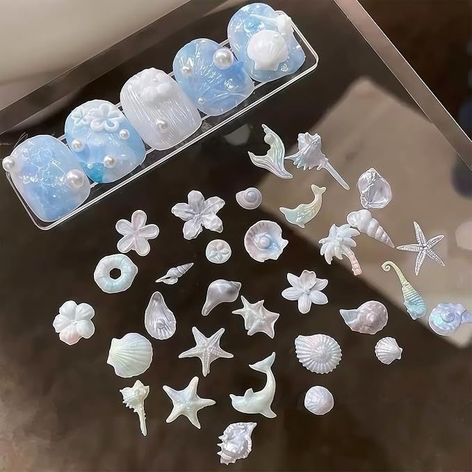 Ocean Nail Art Silicone Molds Mermaid Sea Shell Resin Charms 3D Cavity Flower Dolphin Jewelry Making DIY Manicure Tools