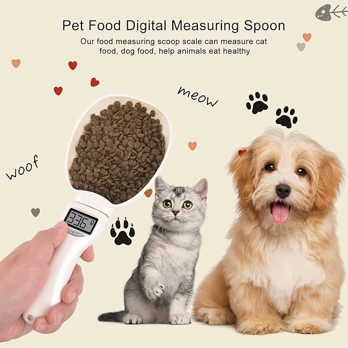 Digital Measuring Spoon, Weighing Food Measuring Scoop Scale, LCD Electronic Food Scale for Kitchen Gadget, Baking Cooking Coffee, Pet Dog Cat Food, High Precision Grams Measuring Cup, Mom Dad Gifts