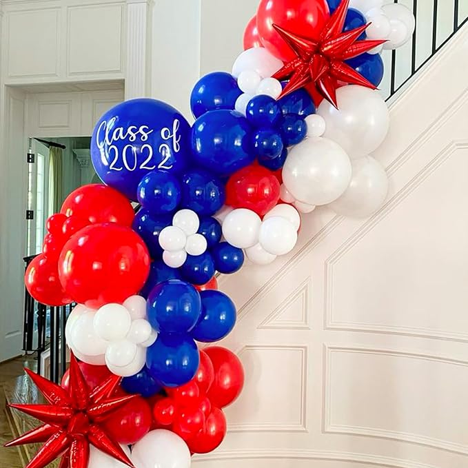 PartyWoo Red White and Blue Balloons, 140 pcs Red White and Royal Blue Balloons Different Sizes Pack of 18 Inch 12 Inch 10 Inch 5 Inch for Balloon Garland as 4th of July Decorations, Party Decorations