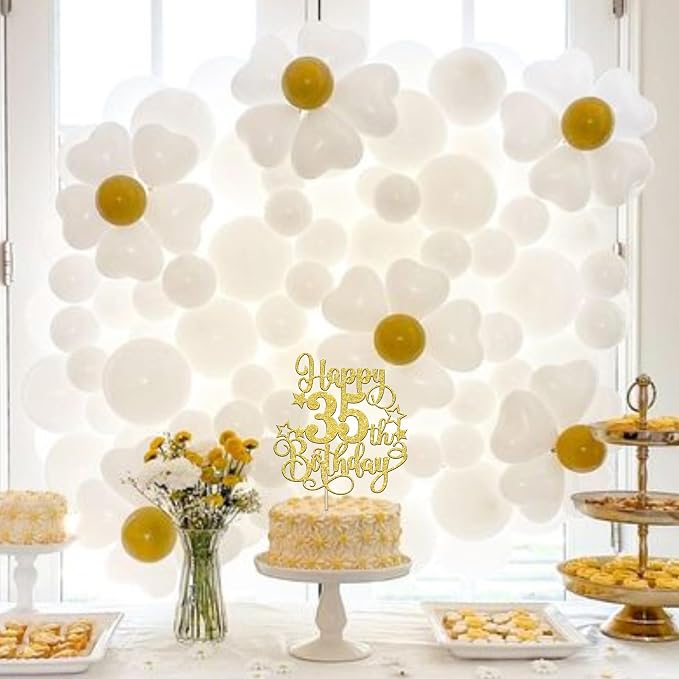 1 PCS Happy 35th Birthday Cake Topper Glitter Cheers to 35 Years Birthday Cake Pick Hello 35 Fabulous Cake Decoration for Happy 35th Birthday Anniversary Party Decorations Supplies Gold