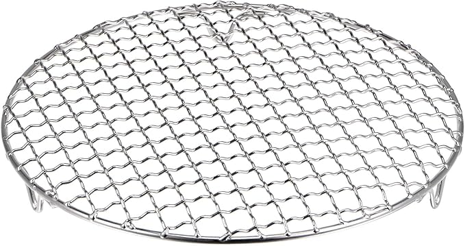 HARFINGTON Round Cooking Rack 8.3-inch 201 Stainless Steel Cross Wire Barbecue Grill Net with 20mm Legs for Cooking Baking Steaming BBQ