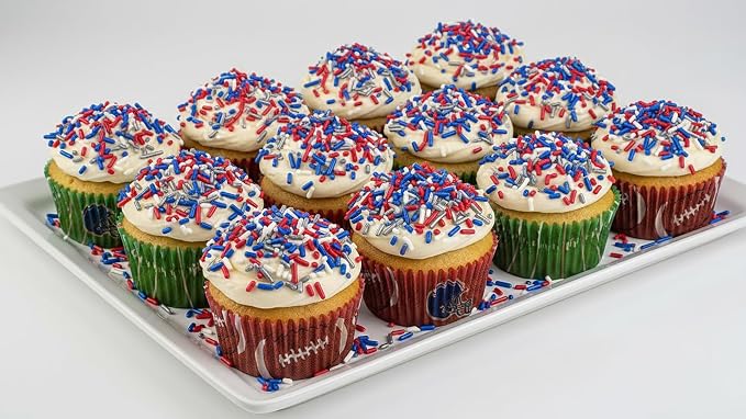 NCS New England Game Day Red, Dark Blue, Silver & White Jimmies Edible Sprinkles – Cupcake, Cake & Cookie Decorations, 7 oz