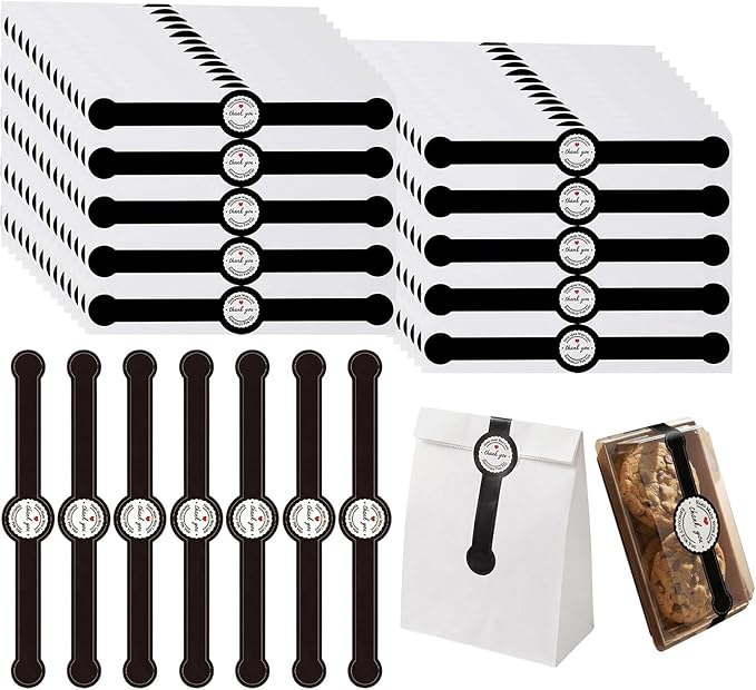 100 Pcs Black Bakery Stickers self-Adhesive Sealing Labels for Cake Boxes Cookies Desserts Tamper Decorative Packaging