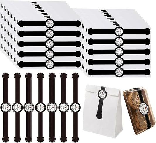 100 Pcs Black Bakery Stickers self-Adhesive Sealing Labels for Cake Boxes Cookies Desserts Tamper Decorative Packaging