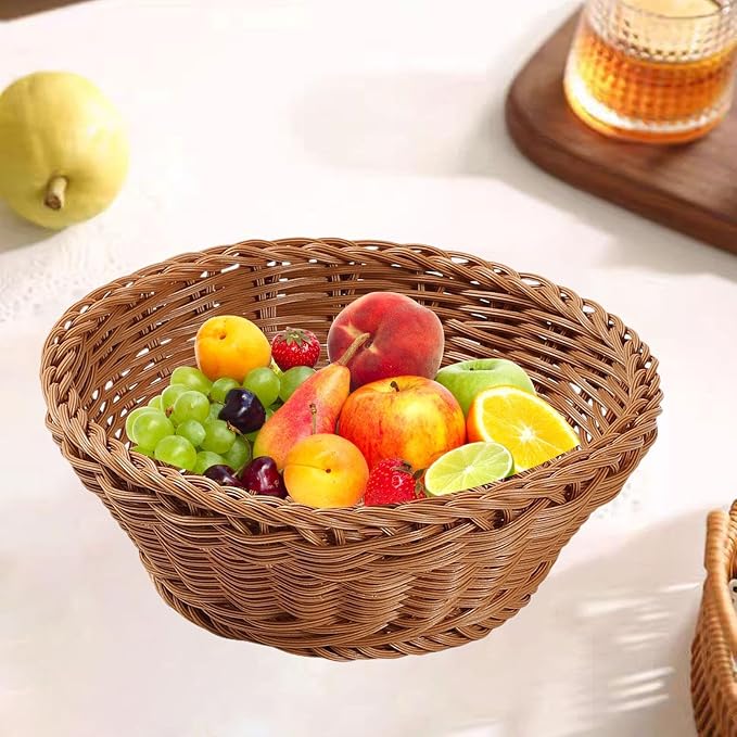 Handmade Synthetic Rattan Basket, Multifunctional and Original, Ideal for Snacks at Home, Weddings and Meals, M