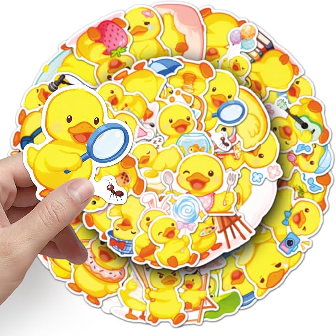 Yellow Duck Stickers,51pcs Cute Waterproof Funny Cartoon Duck Decals for Water Bottle Laptop Scrapbook Luggage Funny Aesthetic Duck Stickers Home Decortions Supplies