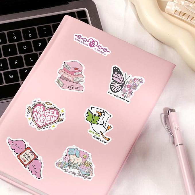 80 Pcs Holographic Bookish Stickers for Scrapbooking, Waterproof Vinyl Romance Book Stickers for Kindle Ebook Scrapbook Laptops waterbattle, Reading Glitter Decals for Teens Adults