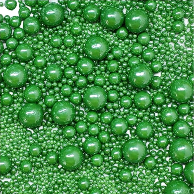 Edible Pearl Sugar Sprinkles Christmas Green Candy Mixing Size Baking Edible Cake Decorations Cupcake Toppers Cookie Decorating Celebrations Wedding Valentines Easter Halloween Christmas Supplies 120g/ 4.24oz
