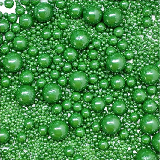 Edible Pearl Sugar Sprinkles Christmas Green Candy Mixing Size Baking Edible Cake Decorations Cupcake Toppers Cookie Decorating Celebrations Wedding Valentines Easter Halloween Christmas Supplies 120g/ 4.24oz