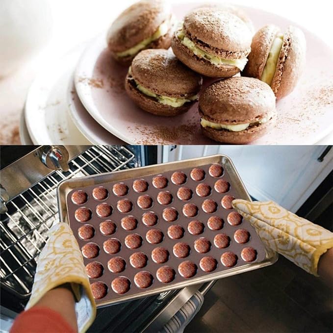 2 PCS 48 Capacity Macaron Silicone Baking Mat Baking Sheet Muffin DIY Chocolate Cookie Mould for Baking, Non-Stick, Easy to Clean, Reusable Baking Liner Tray Set