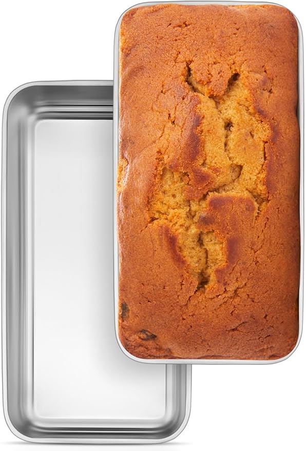 Leonyo 2 Pack 9x5IN Loaf Pans for Baking Bread, 9x5IN Stainless Steel Bread Loaf Pans for Homemade Bread, Meatloaf, Bananas, Brownies, Lasagnas, Dishwasher Oven Safe