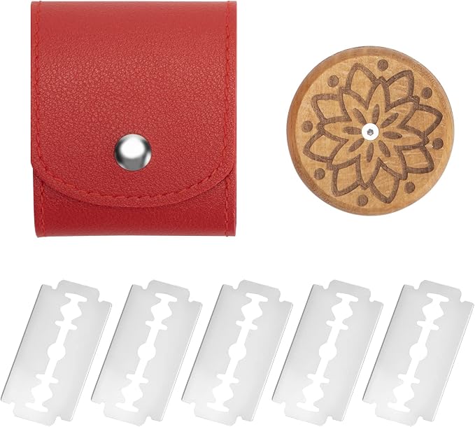 UFO Bread Lame Cutter, Bread Lame Scoring for Tool Sourdough Bread Bakers Bread Razor Scorer Blade Banneton Cutter Scoring Knife Making Bakers Lame Handcrafted Lame with Red Holster and 5 Razor Blades